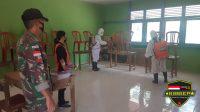 Dukung Program Pemerintah, Satgas Pamtas Yonif Mekanis 643/Wns Lakukan Penyemprotan Disinfektan dan Siapkan Isolasi Terpusat