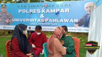 Polres Kampar Gelar Vaksinasi di Kampus Universitas Pahlawan T. Tambusai Bangkinang