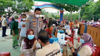 Kapolsek Terbanggi Besar Bersama anggotanya melakukan Pengecekan / Pengamanan Penyuntikan Vaksin Di Tiga Tempat