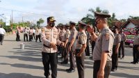 Kapolres Tulang Bawang Barat Pimpin Upacara Korps Raport Kenaikan Pangkat Personil Polres Tulang Bawang Barat