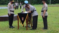 Polres Tulang Bawang Barat Gelar Upacara Sertijab Kapolsek Tulang Bawang Tengah dan Kapolsek Gunung Agung