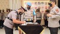 Kapolresta Bandar Lampung Pimpin Upacara Serah terima Jabatan Kapolsek Tanjung Karang Barat dan Kapolsek Teluk Betung Utara