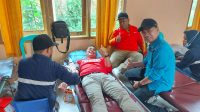 Vaksinasi Merdeka dan Donor Darah Sempena HUT RI Ke-77, Kapolsek Tambang Turut Donorkan Darah