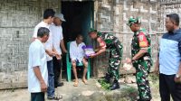 Menyambut HUT TNI ke-77, Babinsa Marga Kaya Bagikan Sembako