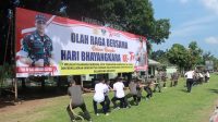 Perkuat Harkamtibmas, TNI- Polri Olahraga Bersama di Makodim 0421/LS