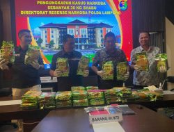 Polda Lampung Berhasil Gagalkan 30kg Penyelundupan Narkotika Jenis Shabu Saat Melintasi Bakauheni
