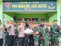 Kapolsek Ucapankan Selamat HUT TNI ke-78 Kepada Posramil Jati Agung