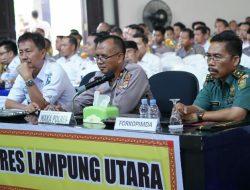 Pemilu 2024 Damai,Polres Lampung Utara Ikuti Apel 6 Pilar