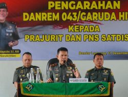 Danrem 043/Gatam Beri Arahan Kepada Prajurit Dan PNS Satdisjan