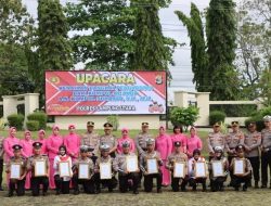 Kapolres Lampung Utara Pimpin Upacara Kenaikan Pangkat Pengabdian