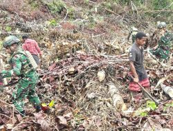Satgas Yonif 521/DY dan Warga Muaranawa Siapkan Lahan Gereja GIDI Pasmus 