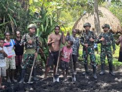 Satgas Yonif 521/DY Dukung Ketahanan Pangan Warga Distrik Kurima