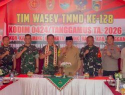 Kasrem 043/Gatam Sambut Tim Wasev Pusterad Tinjau Lokasi TMMD ke-128 Pekon Kalimiring