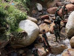 Satgas Karya Bakti TNI Kodam I/BB Mulai Bangun Jembatan Armco di Aek Bagot