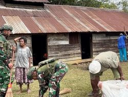 Satgas Yonif 521/DY Gelar Karya Bakti di Tempat Duka Distrik Napua