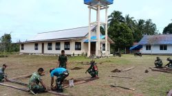 Satgas Yonif 123/Rjw Bangun Garasi Gereja GPI Eci Distrik Assue