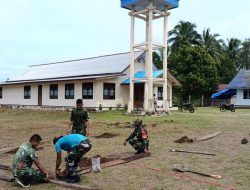 Satgas Yonif 123/Rjw Bangun Garasi Gereja GPI Eci Distrik Assue