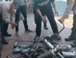 Puluhan Knalpot Brong Dimusnahkan Polsek Makassar
