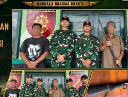 Satgas Pamtas Yonarmed 13/Nanggala Terima Penyerahan Senjata Api Rakitan dari Tokoh Adat