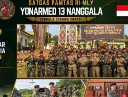 Satgas Yonarmed 13/Nanggala Terima Kunjungan Persahabatan 11 Rejimen Askar Melayu Diraja Malaysia