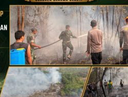 Yonarmed 13/Nanggala,Polsek, Instansi Kecamatan dan Warga Padamkan Karhutla di Desa Badau