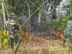 Aksi Cepat Tanggap,Yonarmed 13/Nanggala Gerak Cepat Padamkan Karhutla di Wilayah Senaning