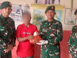 Satgas Pamtas Yonarmed 13/Nanggala Terima 600 Gram Sisik Trenggiling dari Warga Perbatasan
